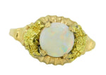 10k Gold .69ct Round Genuine Natural Opal Ring Applied Green Gold (#J4120)