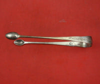 J. Sayre Bright-Cut Coin Silver Sugar Tong 6" c.1800 Serving Silverware Heirloom