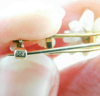 14k Yellow Gold Freshwater River Pearl Sapphire Flower Pin (#J4601)