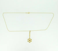 14k Gold Victorian Lavaliere Pendant with Genuine Natural Diamond (#J1916)