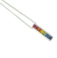 14k White Gold Rainbow Genuine Natural Sapphire Pendant .71ct (#J4617)