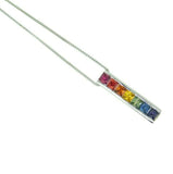 14k White Gold Rainbow Genuine Natural Sapphire Pendant .71ct (#J4617)
