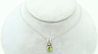 14K Gold Round Genuine Natural Peridot Pendant with Diamond (#J2416)