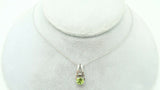 14K Gold Round Genuine Natural Peridot Pendant with Diamond (#J2416)