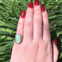 2.58ct Genuine Natural Opal 18k White Gold Filigree Ring Jewelry (#J5760)