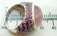 14k White Gold Pink Genuine Natural Tourmaline and Rose Quartz Ring (#J2976)