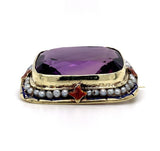 14k Yellow Gold 20 Carat Amethyst Pin Art Deco with Enamel (#J5622)