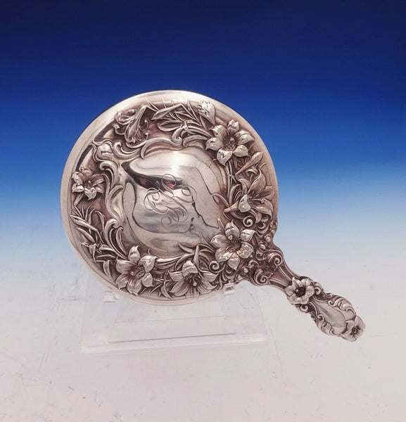 Lily by Whiting Sterling Silver Hand Mirror #7071 9 3/4" Long w/Monogram (#3083)