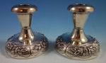 Aztec Rose by Maciel Mexican Sterling Silver Candlestick Pair #8/1347 (#1865)