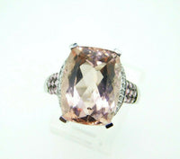 14k Gold Huge 10 Carat Genuine Natural Morganite and Pink Sapphire Ring (#J5051)