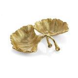New Leaves Ginkgo by Michael Aram Gold Goldtone Double Compartment Dish - New