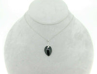 14k White Gold Pear Genuine Natural Cabachon Onyx Pendant with Diamonds (#J611)