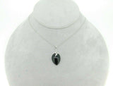 14k White Gold Pear Genuine Natural Cabachon Onyx Pendant with Diamonds (#J611)