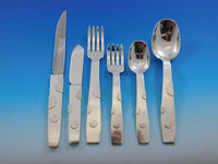 William Spratling Mexico Silver Disk Sterling Flatware Set 8 pieces Modern Rare