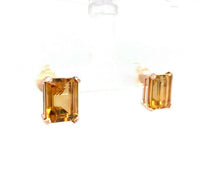 18k Rose Gold Pair of Retro Genuine Natural Citrine Stud Earrings (#J5488)