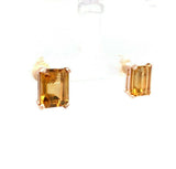 18k Rose Gold Pair of Retro Genuine Natural Citrine Stud Earrings (#J5488)