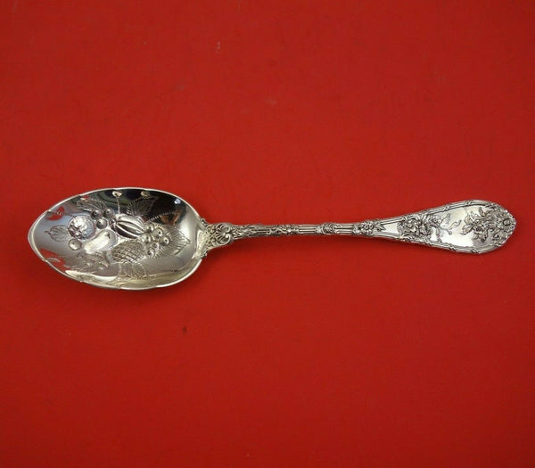 Dauphin by Durgin-Gorham Sterling Silver Berry Spoon with Embossed Fruit 8 1/4"