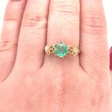 14k Gold Victorian .80ct Genuine Natural Emerald and Diamond Ring (#J5787)