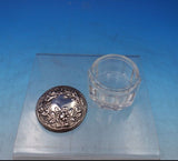 Sterling Silver and Glass Dresser Jar Floral Design on Lid 1 1/4" x 2" (#6838-2)