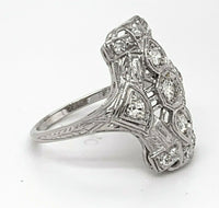 Art Deco 18k White Gold Filigree 1/2ct Genuine Natural Diamond Ring (#J4839)