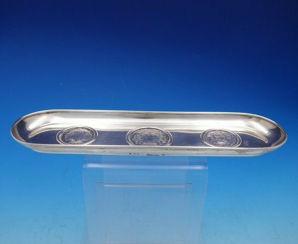 Michael Borg Sterling Silver Pen Tray with Three Coins 7.0 ozt. 9 1/2" (#4631)