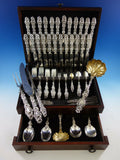 Lily by Whiting Sterling Silver Flatware Set for 12 Service 125 pcs Dinner Old