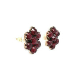 Genuine Natural Bohemian Garnet Small Rosette Stud Earrings (#J5508)