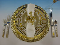 Saint Dunstan Chased Gold by Gorham Sterling Silver Flatware Set 32 Pcs R Mono