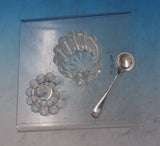 HA English Victorian Cut Crystal Salt Cellar Sterling Silver Salt Spoon (#5547)