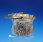 Wood and Hughes Sterling Silver Basket w/Handle Hammered Flowers GW #227 (#4344)