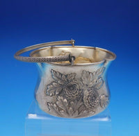 Wood and Hughes Sterling Silver Basket w/Handle Hammered Flowers GW #227 (#4344)