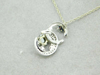 14k White Gold Moon and Black Star Genuine Natural Diamond Pendant (#J5077)