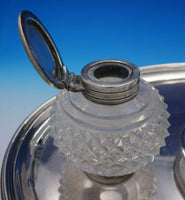 English Georgian Sterling Silver Double Inkwell w/Footed Tray Circa 1796 (#3687)