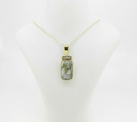 14k Gold 6.5ct Genuine Natural Gold Vein Quartz and Diamond Pendant (#J5090)
