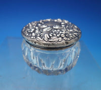 Dominick and Haff Sterling Silver and Glass Dresser Jar Repousse Flowers #6873-2