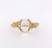 10k Yellow Gold Genuine Natural Moonstone Ring with Leaf Design (#J5607)
