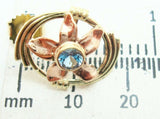 Retro 14k Gold Genuine Natural Aquamarine Earrings w/Rose Gold Flowers (#J2522)