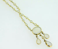 14k Yellow Gold Genuine Natural Moonstone Cabochon Necklace 15 Carats (#J4195)