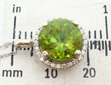 14K Gold 4.41ct Brilliant Cut Genuine Natural Peridot Pendant w/ Diamond #J2856