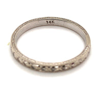 14k White Gold Woman's Wedding Band Jewelry Engraved Size 6 (#J5872)