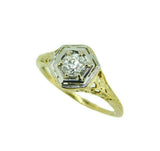 Art Deco 14k Yellow Gold 1/3ct Genuine Natural Diamond Filigree Ring (#J4634)