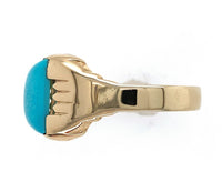 14k Yellow Gold Men's 4.22ct Genuine Natural Turquoise Ring Size 11.75 (#J6136)
