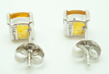 14K Gold Cushion Cut 1.84ct Genuine Natural Citrine Earrings (#J2400)