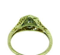 Art Deco 14k Yellow Gold 1/3ct Genuine Natural Diamond Filigree Ring (#J4634)