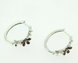 14k White Gold Genuine Natural Ruby and Diamond Flower Earrings (#J4318)