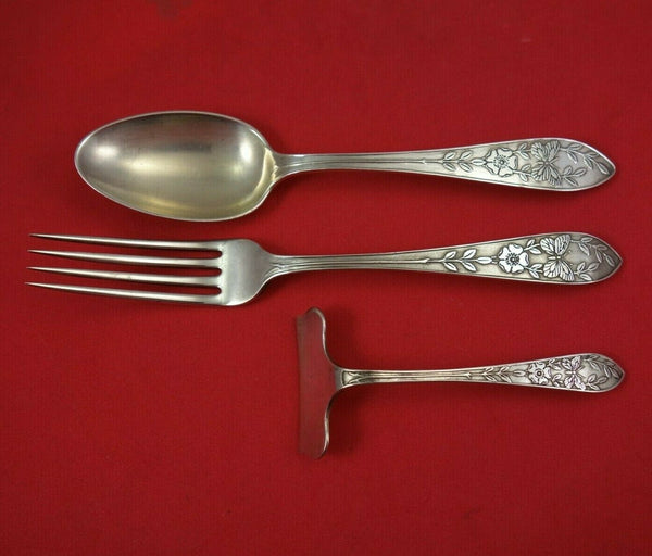 Faneuil Acid Etched by Tiffany and Co Sterling Silver Child's Set 3pc Antique