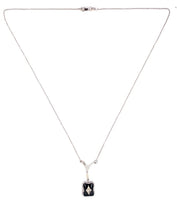 10k White Gold Black Onyx Art Deco Pendant Jewelry (#J5662)