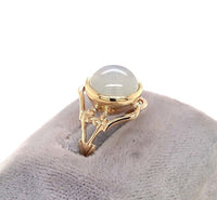 10k Yellow Gold 5 Carat Cat's Eye Genuine Natural Moonstone Ring (#J5670)