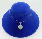 14k Gold 2.30ct Genuine Natural Opal and Emerald Pendant with 18" Chain (#4189)