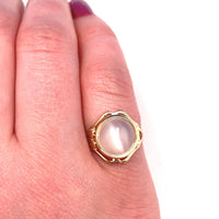 10k Yellow Gold 5 Carat Cat's Eye Genuine Natural Moonstone Ring (#J5670)